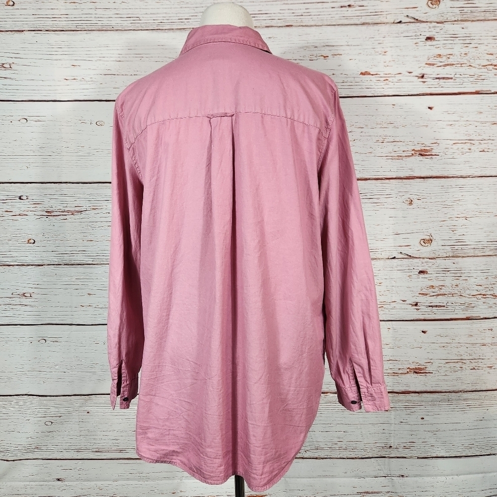 J. JILL Pink Dusty Rose Button Up Long Sleeve Top 100% Cotton Size Large Tall - Picture 4 of 6